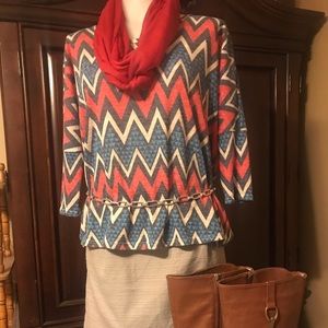 Peach Love California Zig Zag 3/4 sleeve shirt